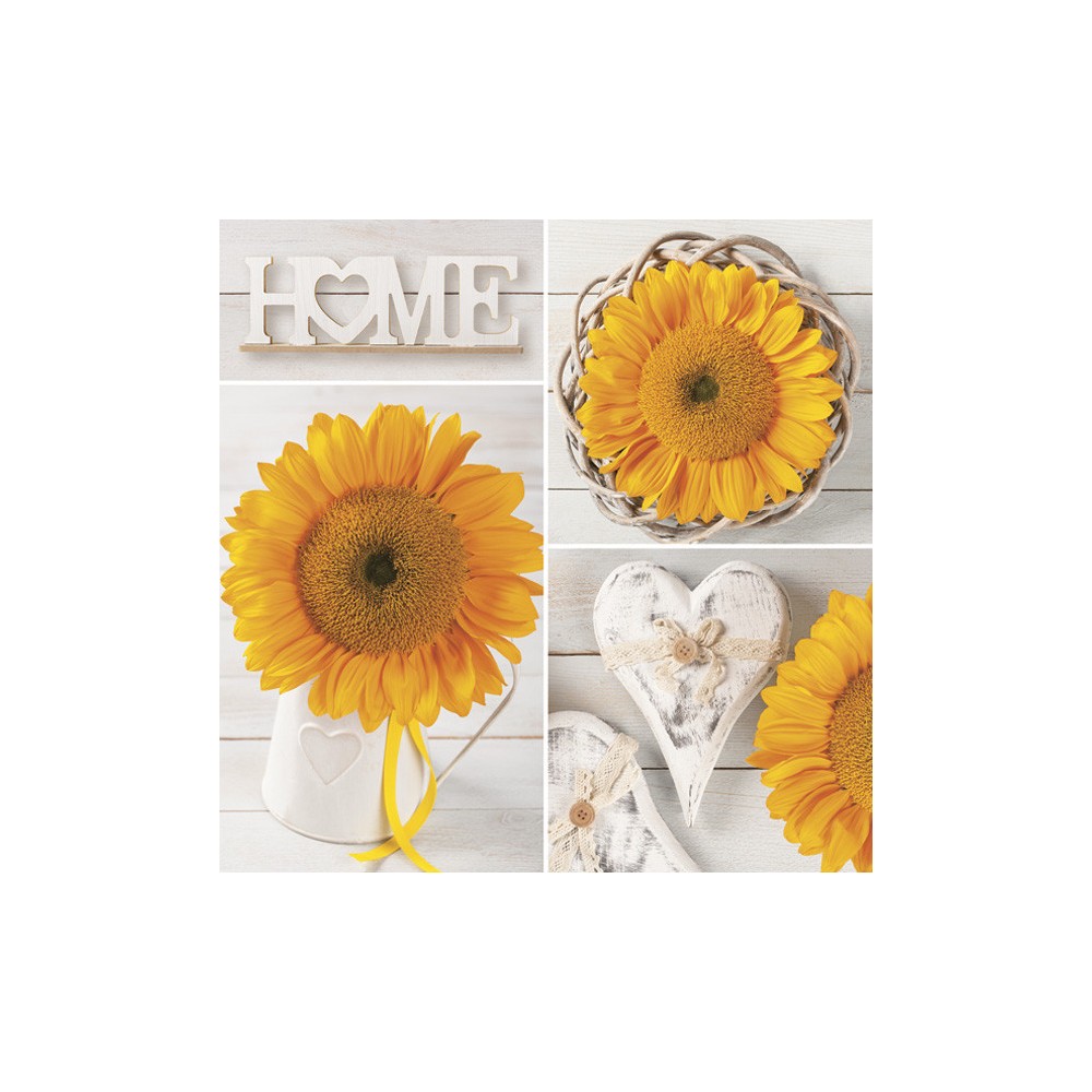Flower Collage with Hearts Sunflower Napkins 20 pcs 33x33 cm