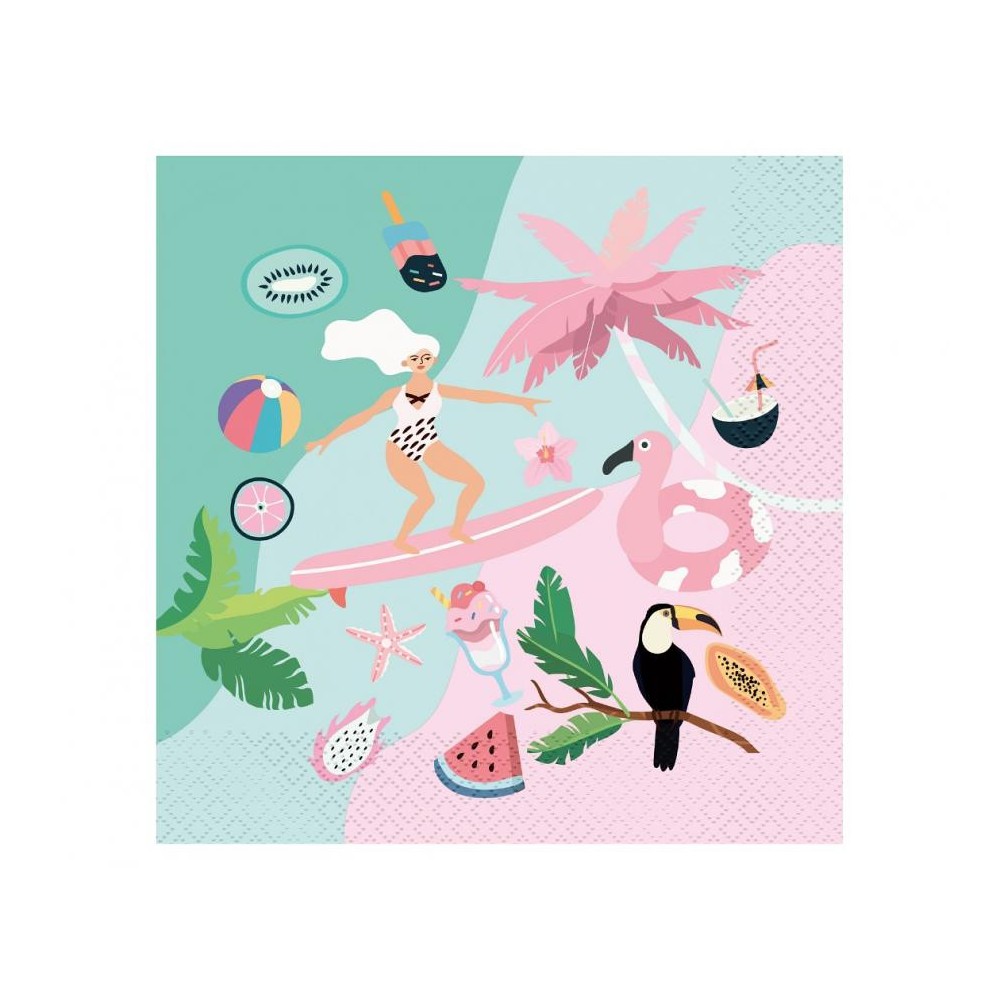 Summer Surfing napkin pack of 20 33x33 cm