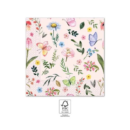 Butterfly Pink 20 pcs napkin 33x33 cm FSC