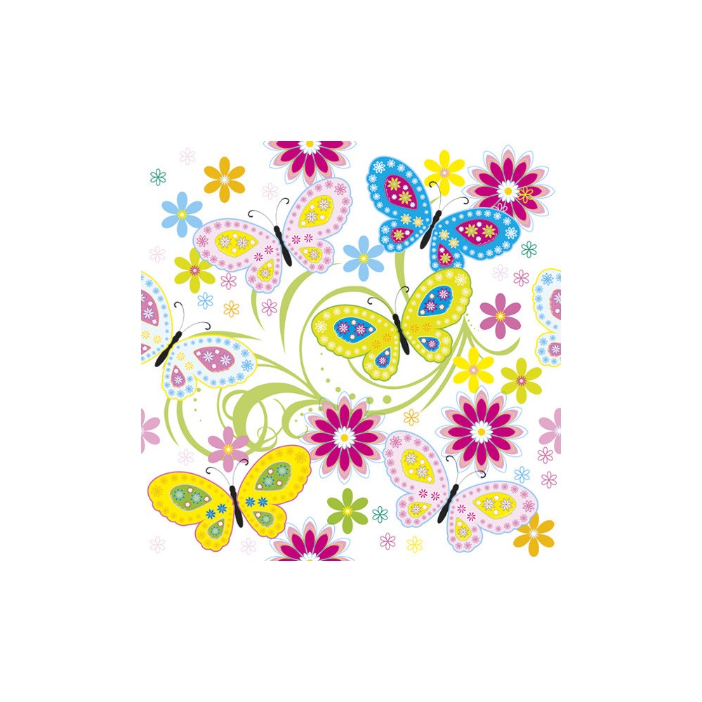 Butterfly With Flowers 20-piece napkin 33x33 cm