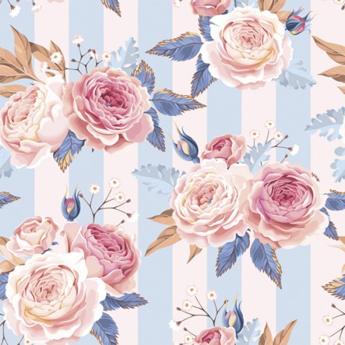 Flower Blue Stripes Rose Napkin 20 pcs 33x33 cm