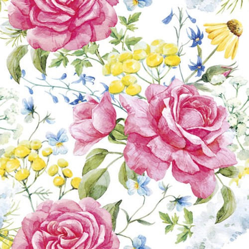 Flower Field Flowers Rose decorative napkin, 20 pcs, 33x33 cm