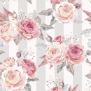 Flower Grey Stripes Rose napkin pack of 20, 33x33 cm