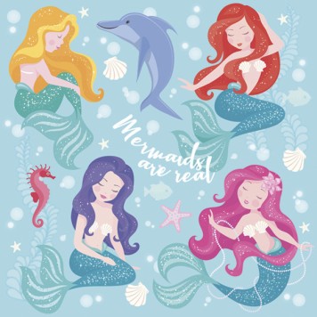 Mermaid Pastel napkin 20 pcs 33x33 cm