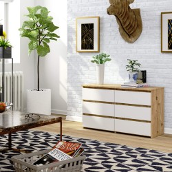KOMODA CL100 6SZ PK DĄB SONOMA / BIAŁA