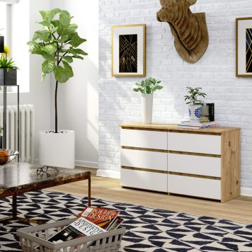 KOMODA CL100 6SZ PK DĄB SONOMA / BIAŁA