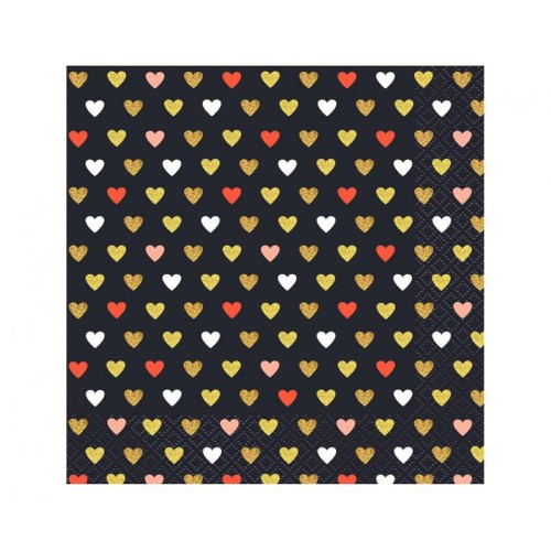 Love XOXO Black napkin 20 pcs 33x33 cm