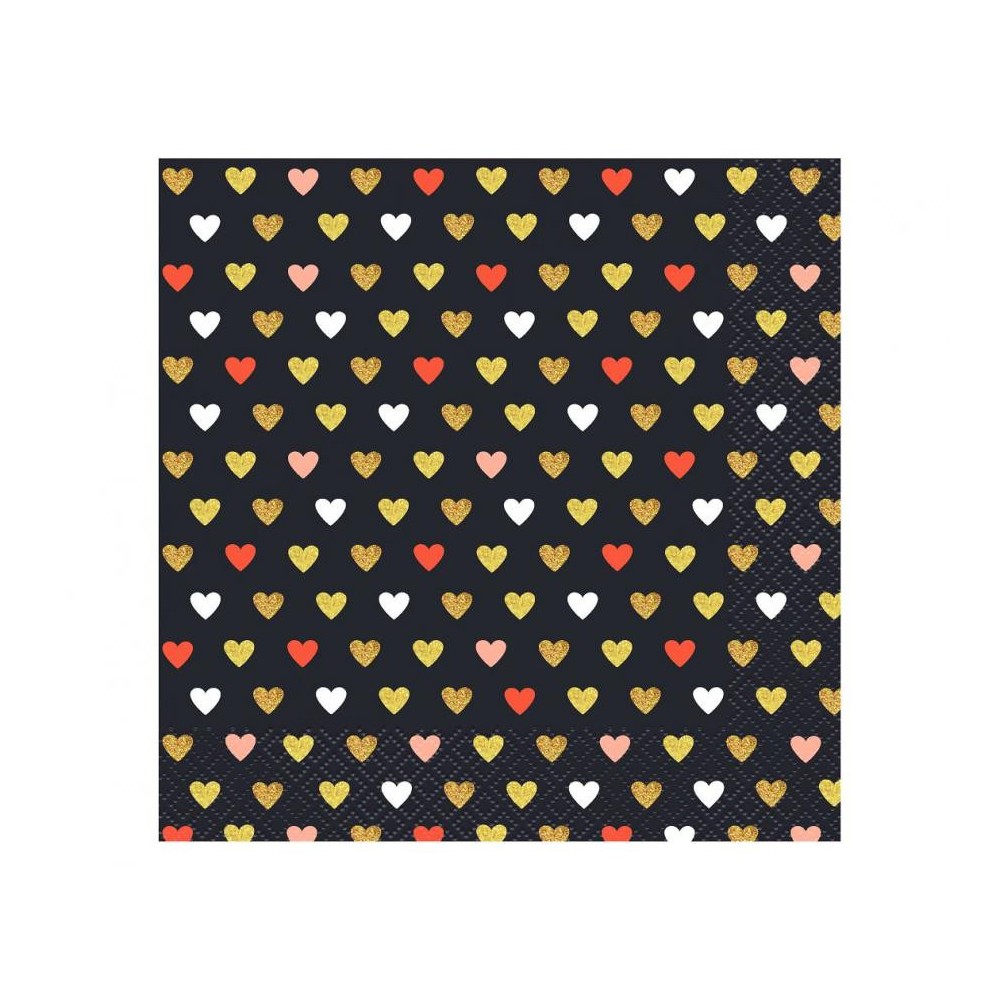 Love XOXO Black napkin 20 pcs 33x33 cm