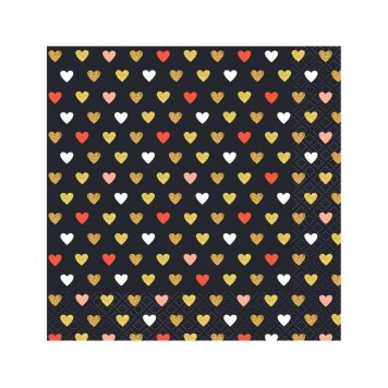Love XOXO Black napkin 20 pcs 33x33 cm