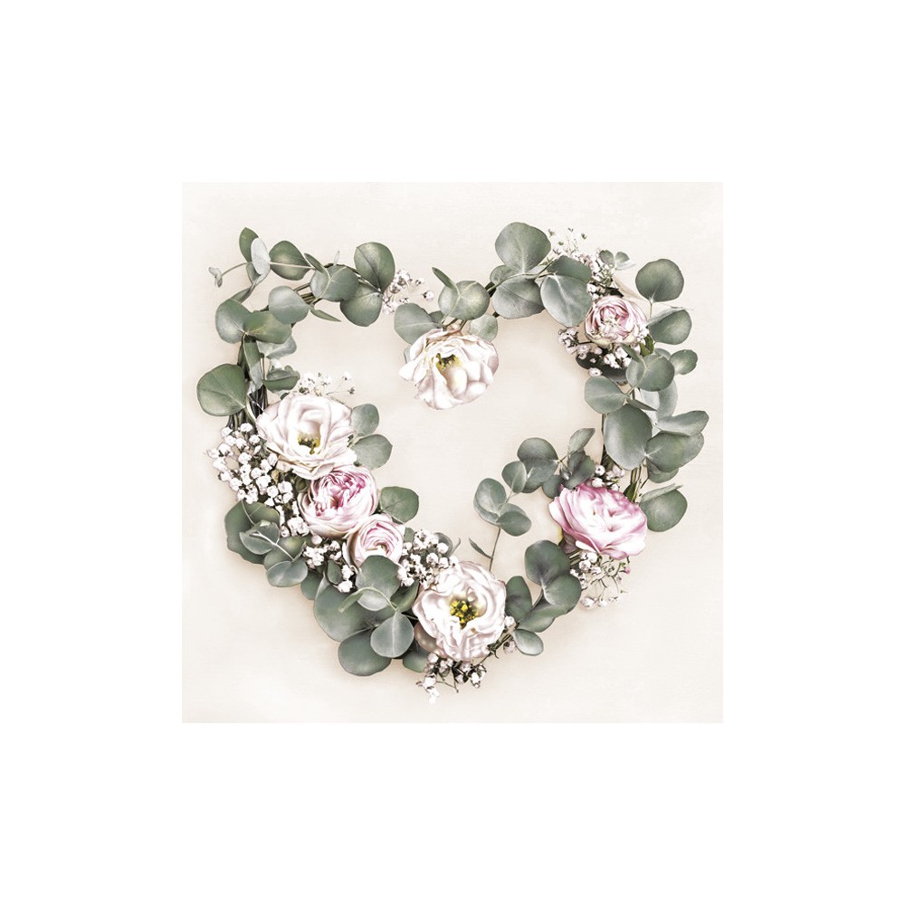 Heart Eucalyptus Wreath napkin 20 pcs 33x33 cm