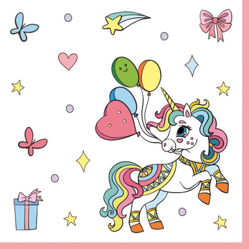 Unicorn Colourful napkin 20 pcs 33x33 cm