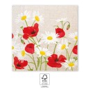 Flower Daisies Poppies napkin 20 pcs, 33x33 cm FSC