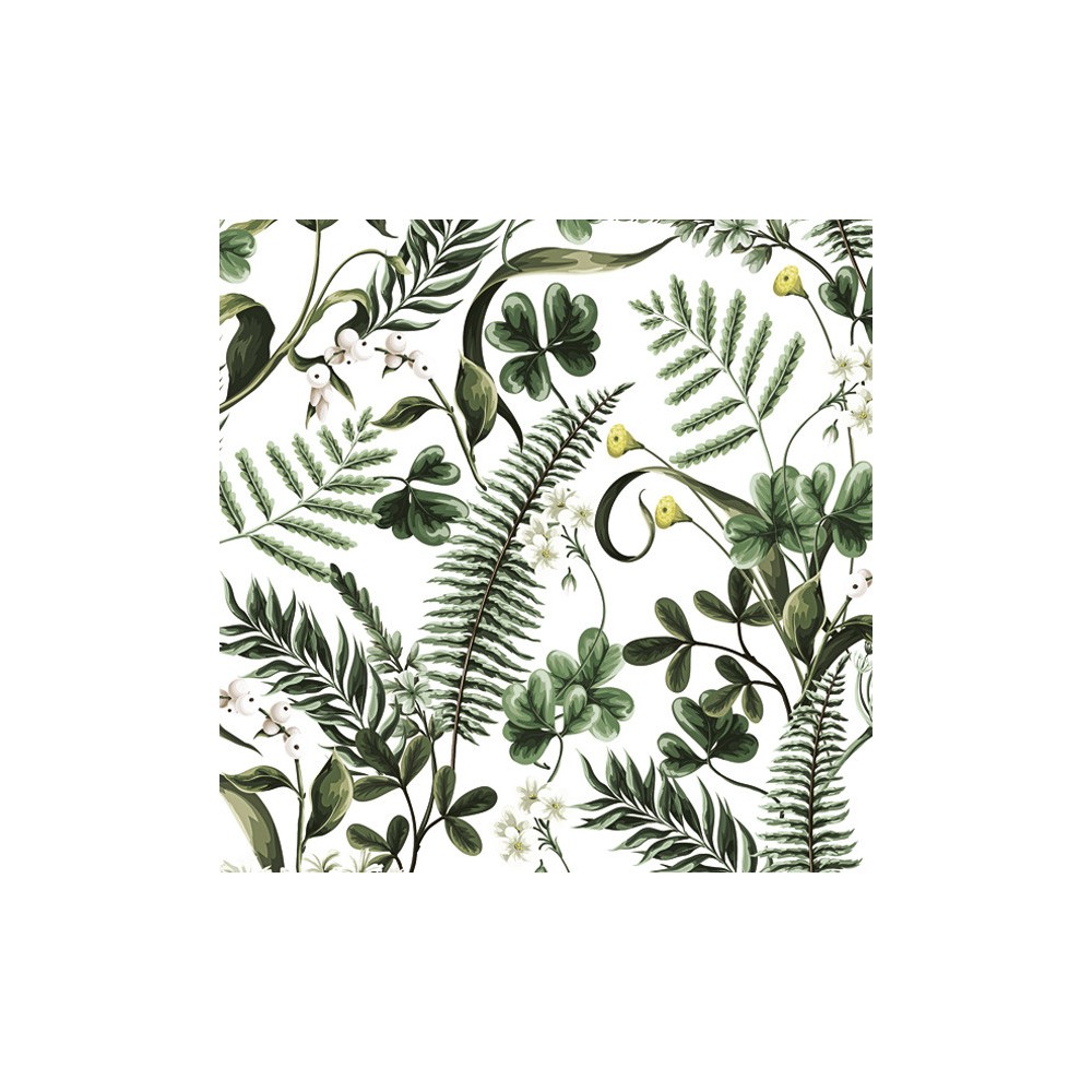 Colour Ferns & Green Leaves Flower Napkin Pack of 20 33x33 cm