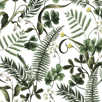 Colour Ferns & Green Leaves Flower Napkin Pack of 20 33x33 cm