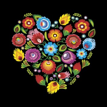 Colour Folk Heart Black Napkin 20 pcs 33x33 cm