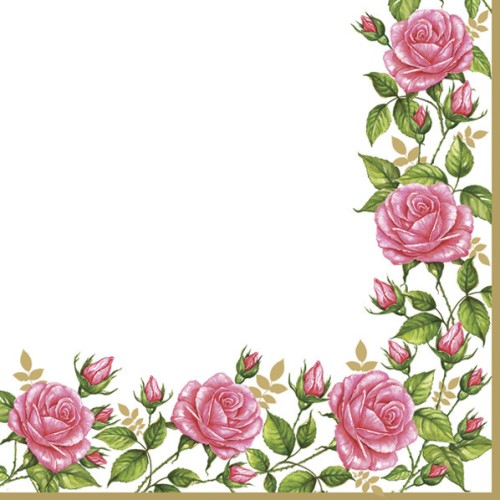 Flower Frame with Garden Roses napkin 20 pcs 33x33 cm