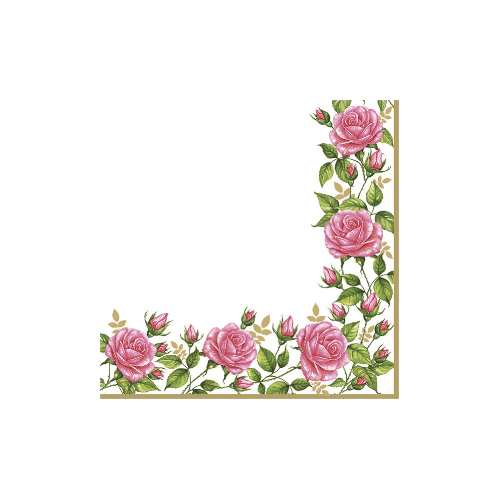 Flower Frame with Garden Roses napkin 20 pcs 33x33 cm