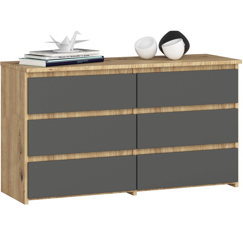 KOMODA CL100 6SZ PK DĄB ARTISAN / SZARA KOMODA CL100 6SZ PK DĄB ARTISAN / SZARA