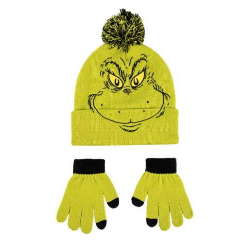 The Grinch Smile kids' hat + gloves set