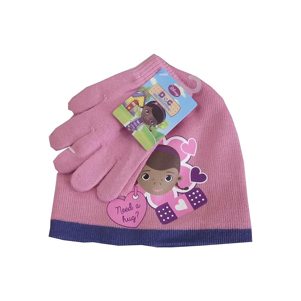 Doc McStuffins Hug Pink Disney Doc McStuffins children's hat and glove set 54 cm