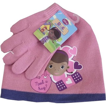 Doc McStuffins Hug Pink Disney Doc McStuffins children's hat and glove set 54 cm