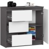 KOMODA K80 JERRY 1D 3SZ PK GRAFIT SZARY / BIAŁA