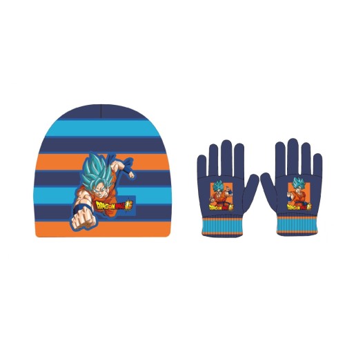 Dragon Ball Saiyan Blue kids hat and gloves set