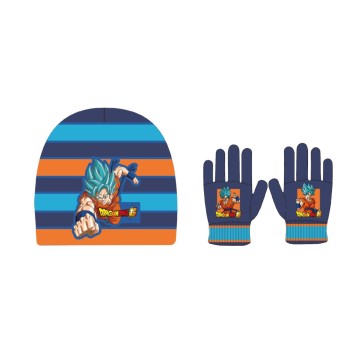 Dragon Ball Saiyan Blue kids hat and gloves set