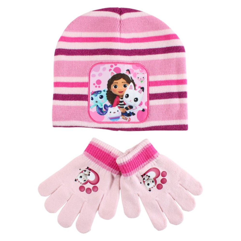 Gabby's Dollhouse Cuddle Paws kids hat + glove set