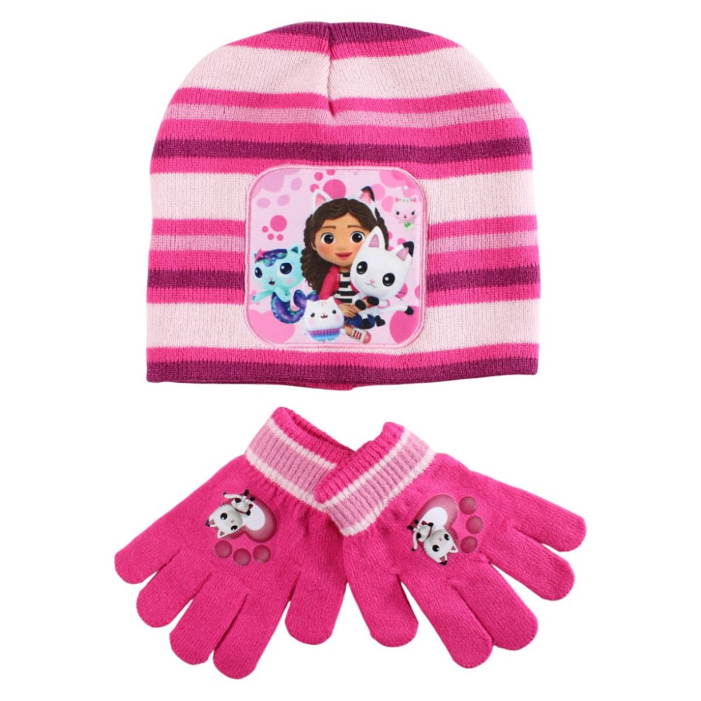 Gabby's Dollhouse Paws kids hat and glove set