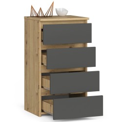KOMODA CL4 DĄB ARTISAN / SZARA