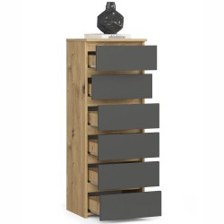 KOMODA CL6 DĄB ARTISAN / SZARA