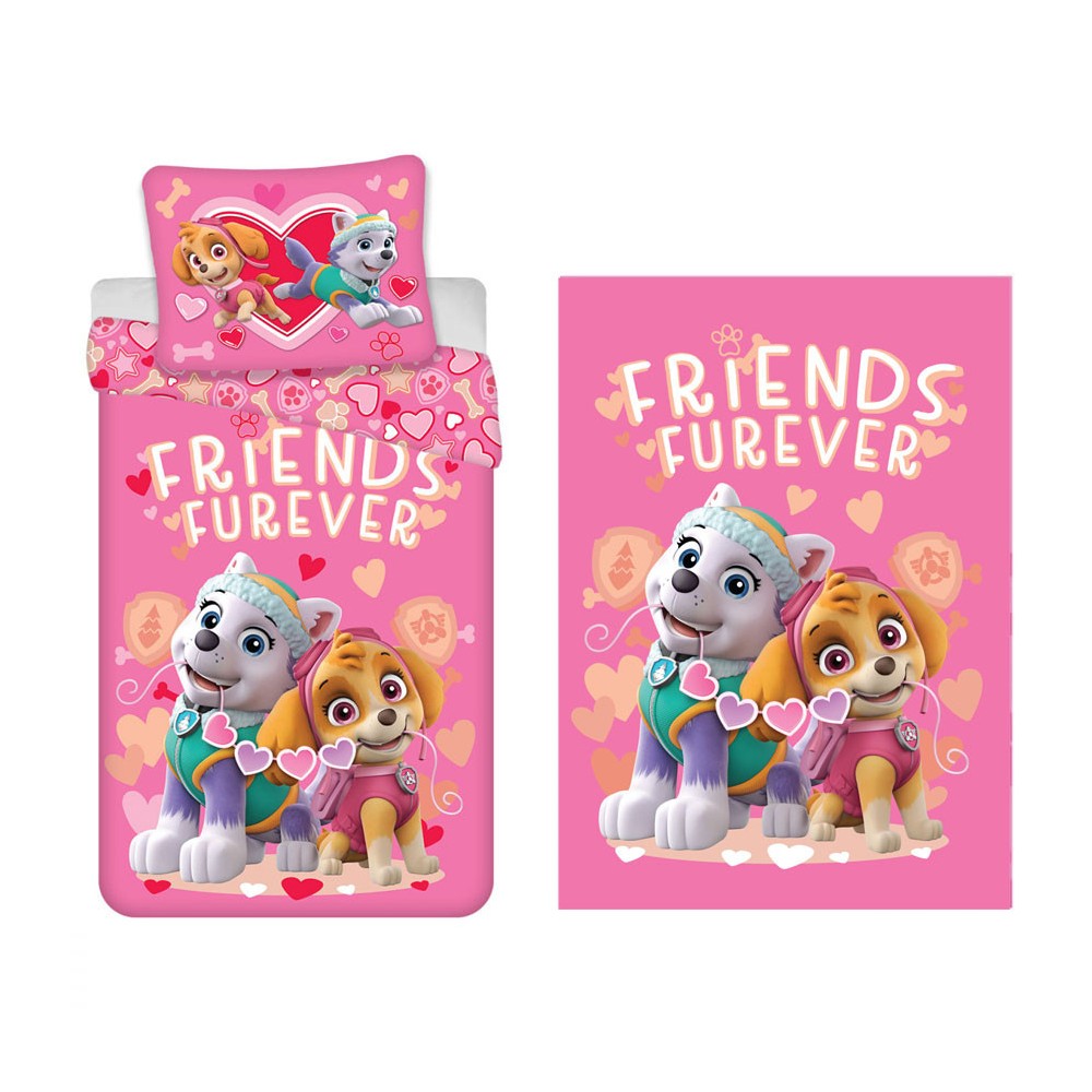 Paw Patrol Friends Furever children's duvet cover and fleece blanket set