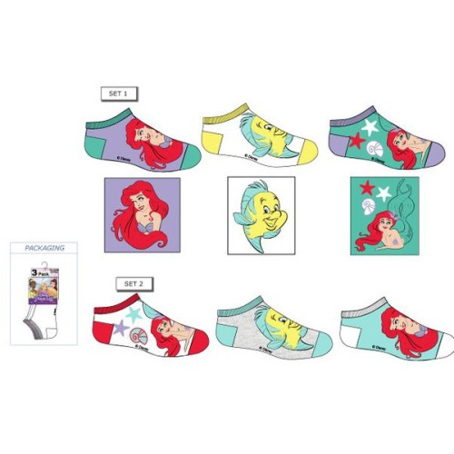 Disney Princess Ariel children's ankle socks 23-34