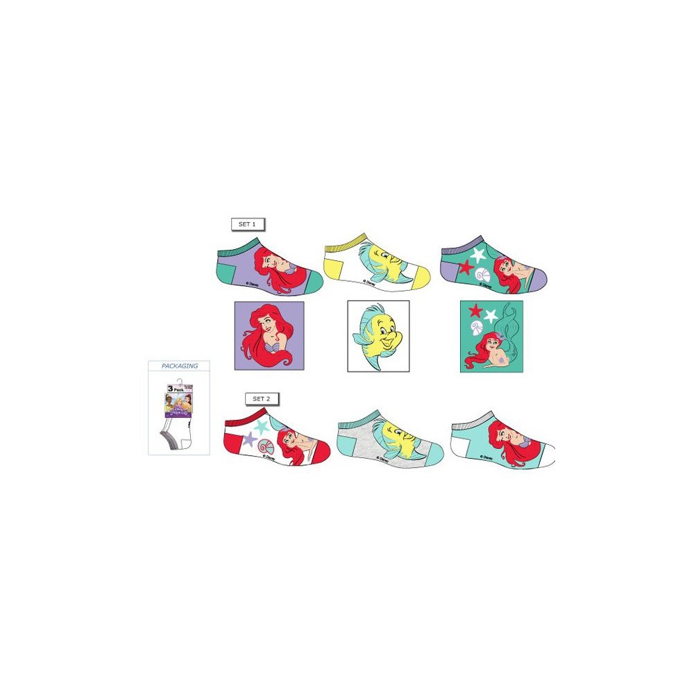 Disney Princess Ariel children's ankle socks 23-34
