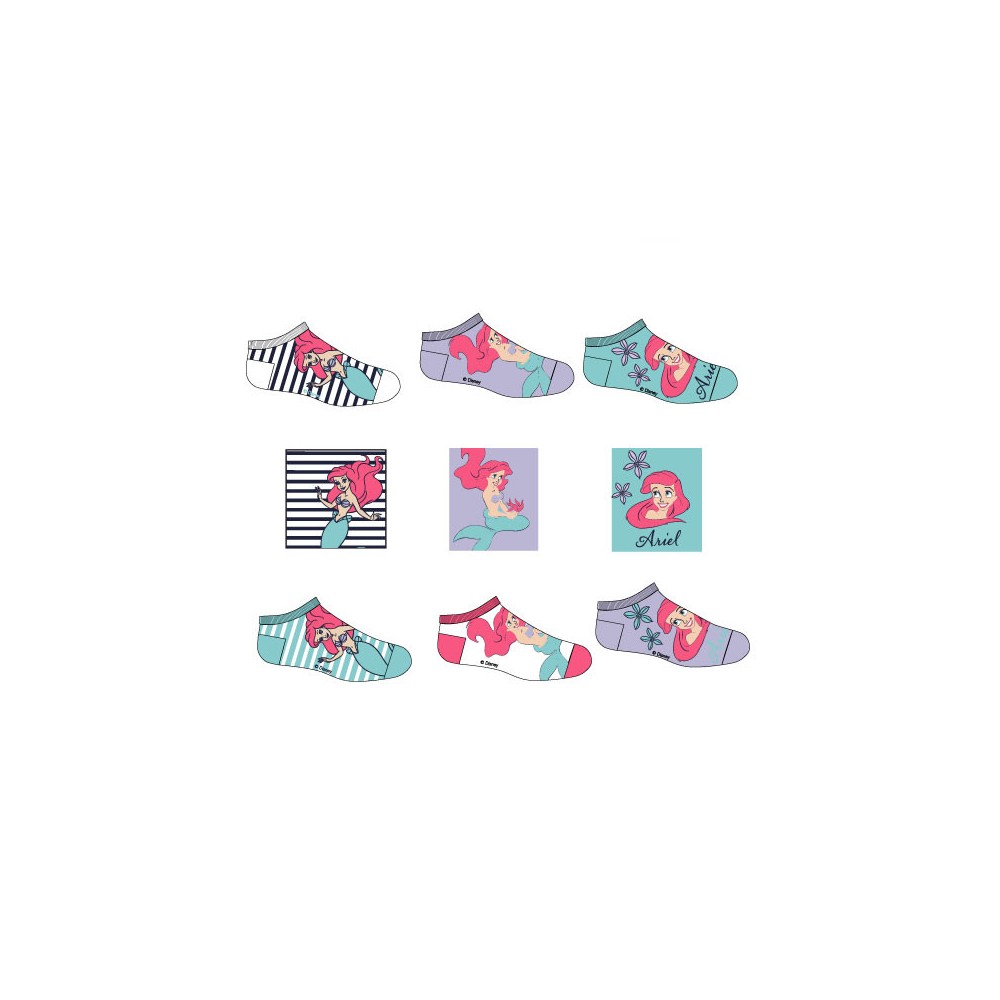 Disney Princess Ariel children's ankle socks 23-34