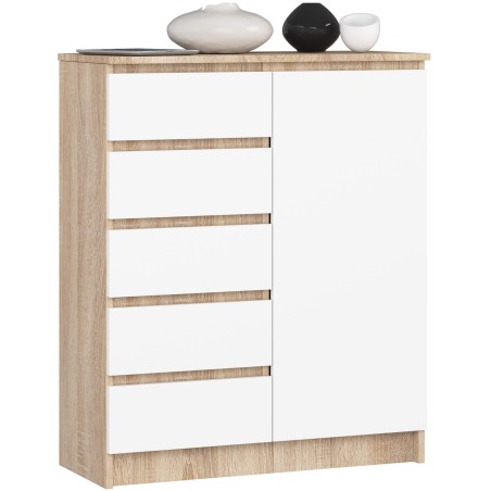 KOMODA K80 1D 5SZ PK DĄB SONOMA / BIAŁA