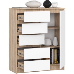 KOMODA K80 1D 5SZ PK DĄB SONOMA / BIAŁA