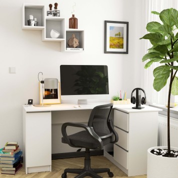Lot de 3 étagère mural bois 55x78x20 cm Blanche