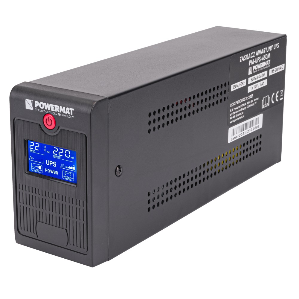 ZASILACZ AWARYJNY UPS LCD 650VA 360W 7AH  PM-UPS-650M