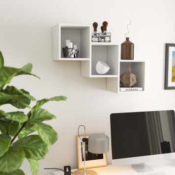 Lot de 3 étagère mural bois 55x78x20 cm Blanche