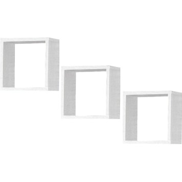 Lot de 3 Etagères mural 25x15x25 Cm Blanche