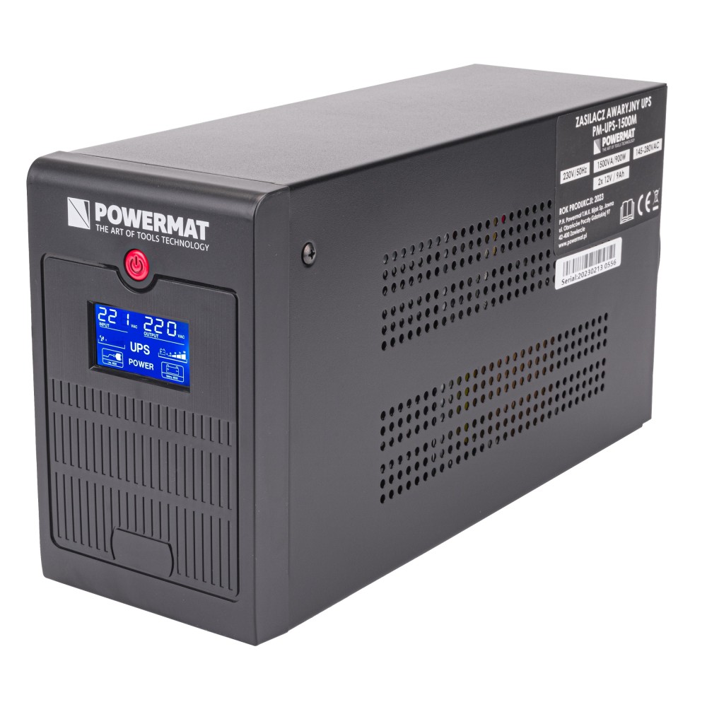 ZASILACZ AWARYJNY UPS LCD 1500VA 900W 2x 9AH PM-UPS-1500M
