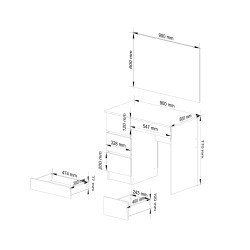 Toaletka z lustrem CLP T-6/SL 900x600 LEWA BIAŁA