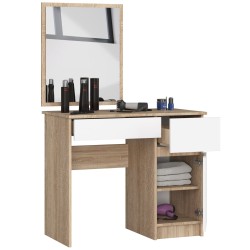 Toaletka z lustrem CLP P-2/SL PRAWA DĄB SONOMA / BIAŁA