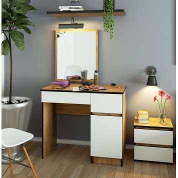 TOALETKA KOSMETYCZNA Z LUSTREM P-2/SL 500x600 PRAWA DĄB CRAFT / BIAŁA