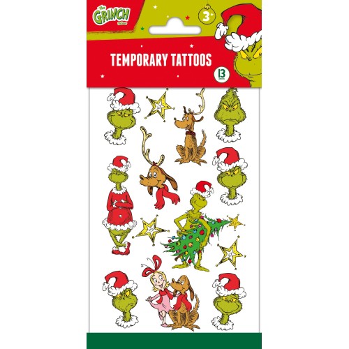 The Grinch Dr Seuss tattoo set, 13 pieces