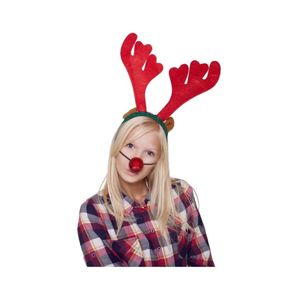 Christmas Red Antler headband with nose