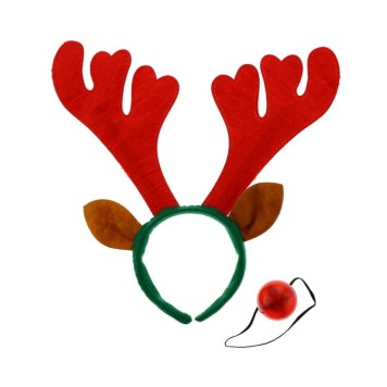 Christmas Red Antler headband with nose
