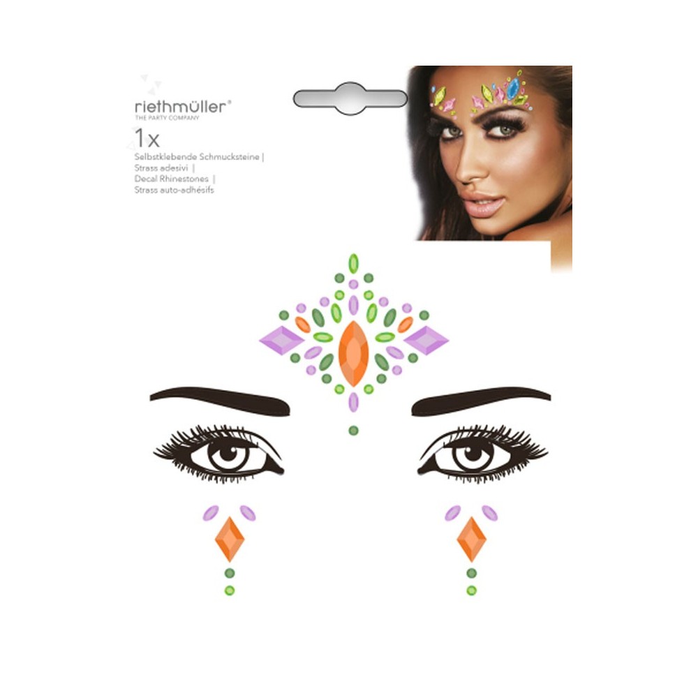 Party Face Tattoo with Self-Adhesive Rhinestones